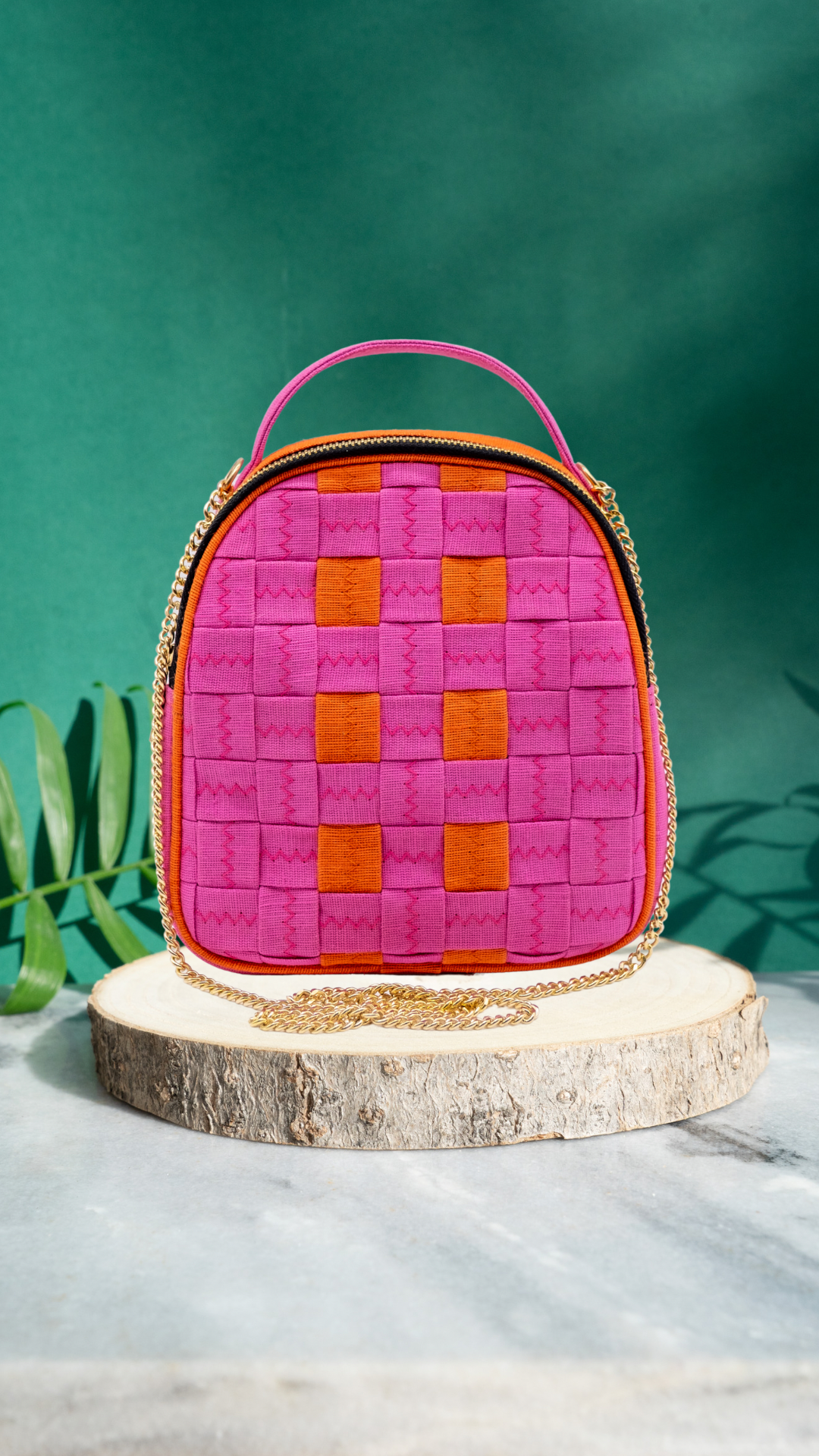 Whimsical weave sling bag