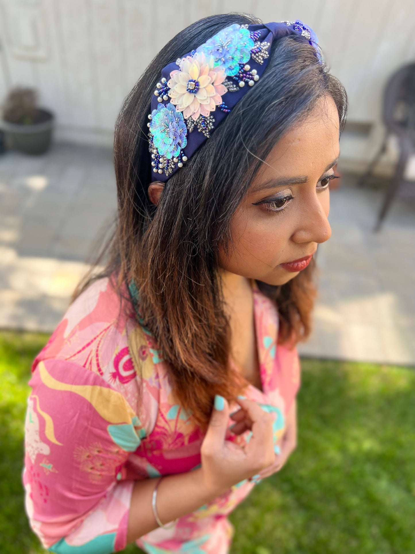Floral 3D Headband- Violet Storm