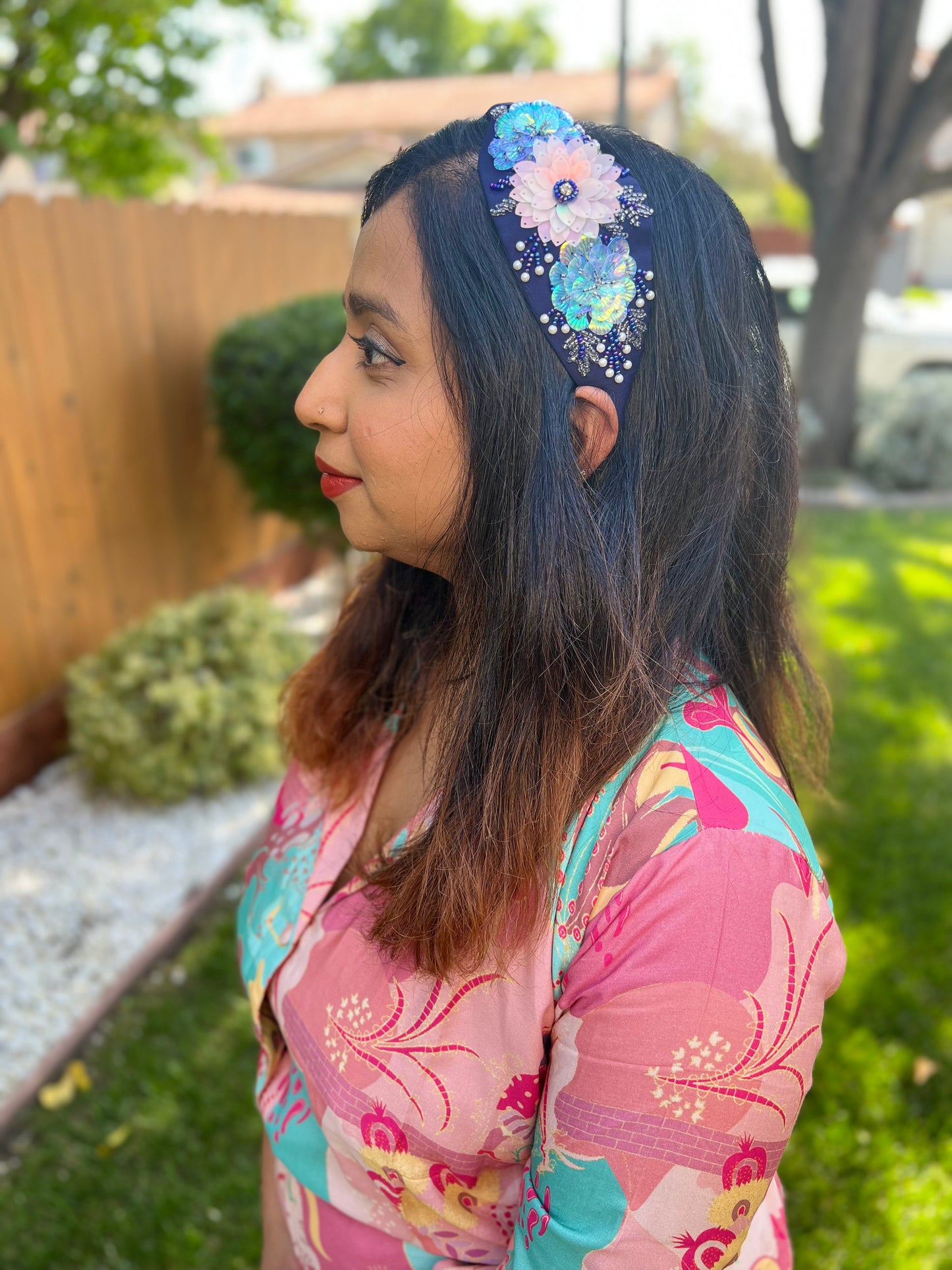 Floral 3D Headband- Violet Storm