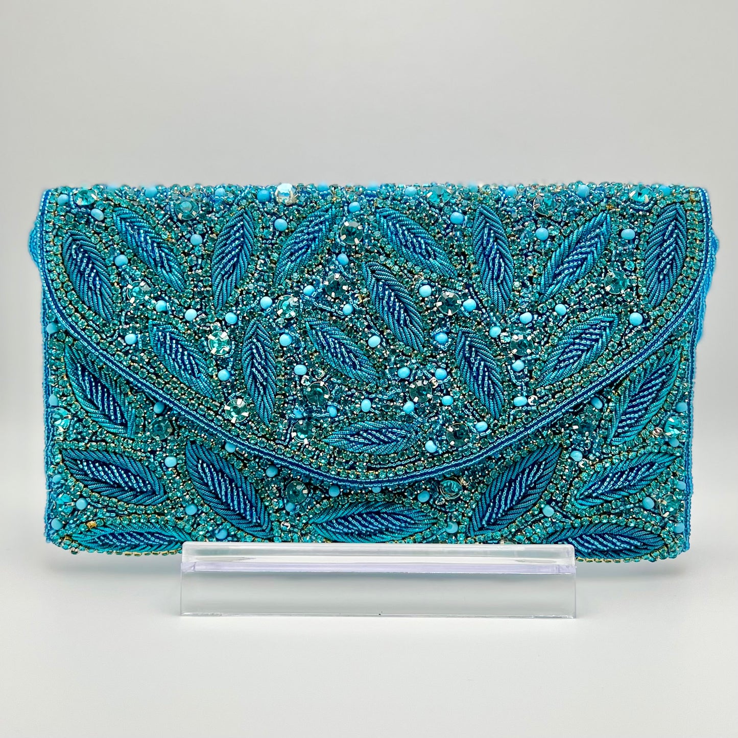 Blue Leaf Motif Clutch