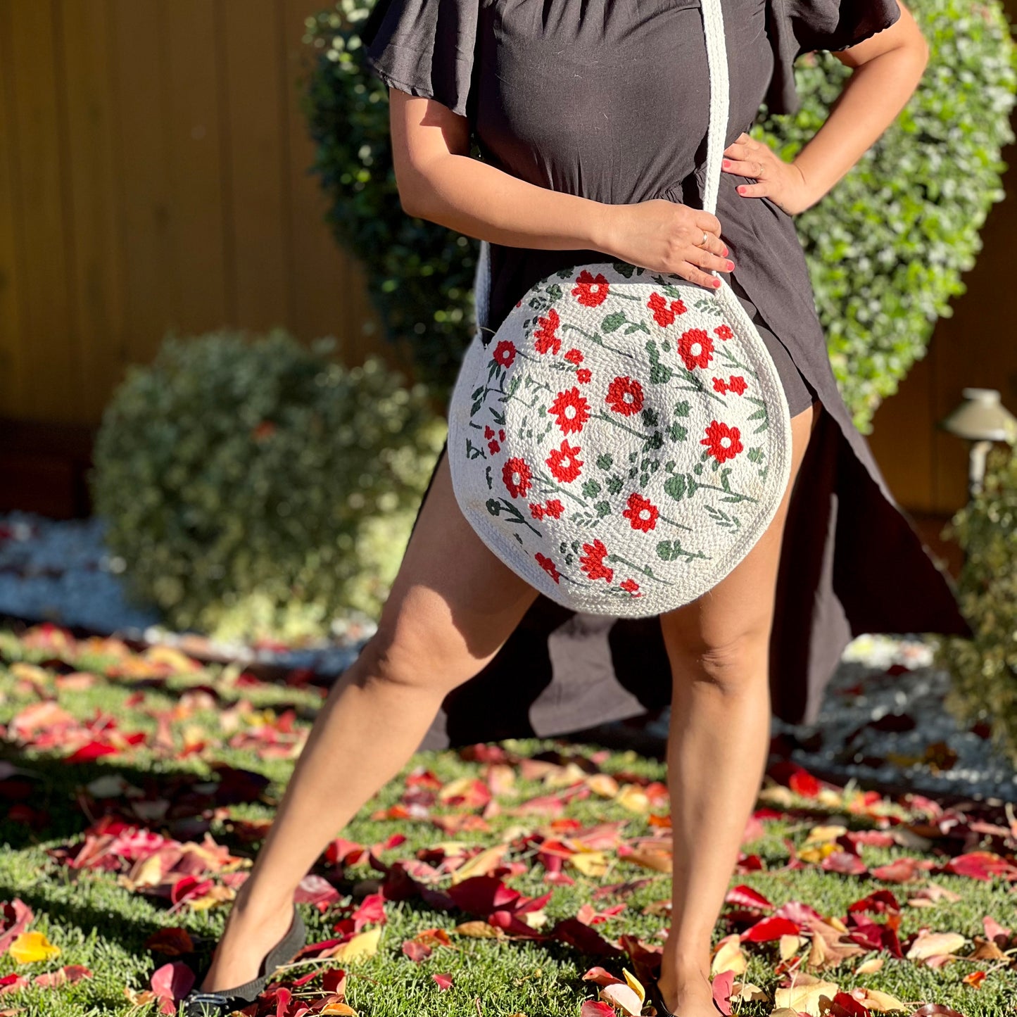 Red & Green Nature inspired Dari Cotton Tote Bag