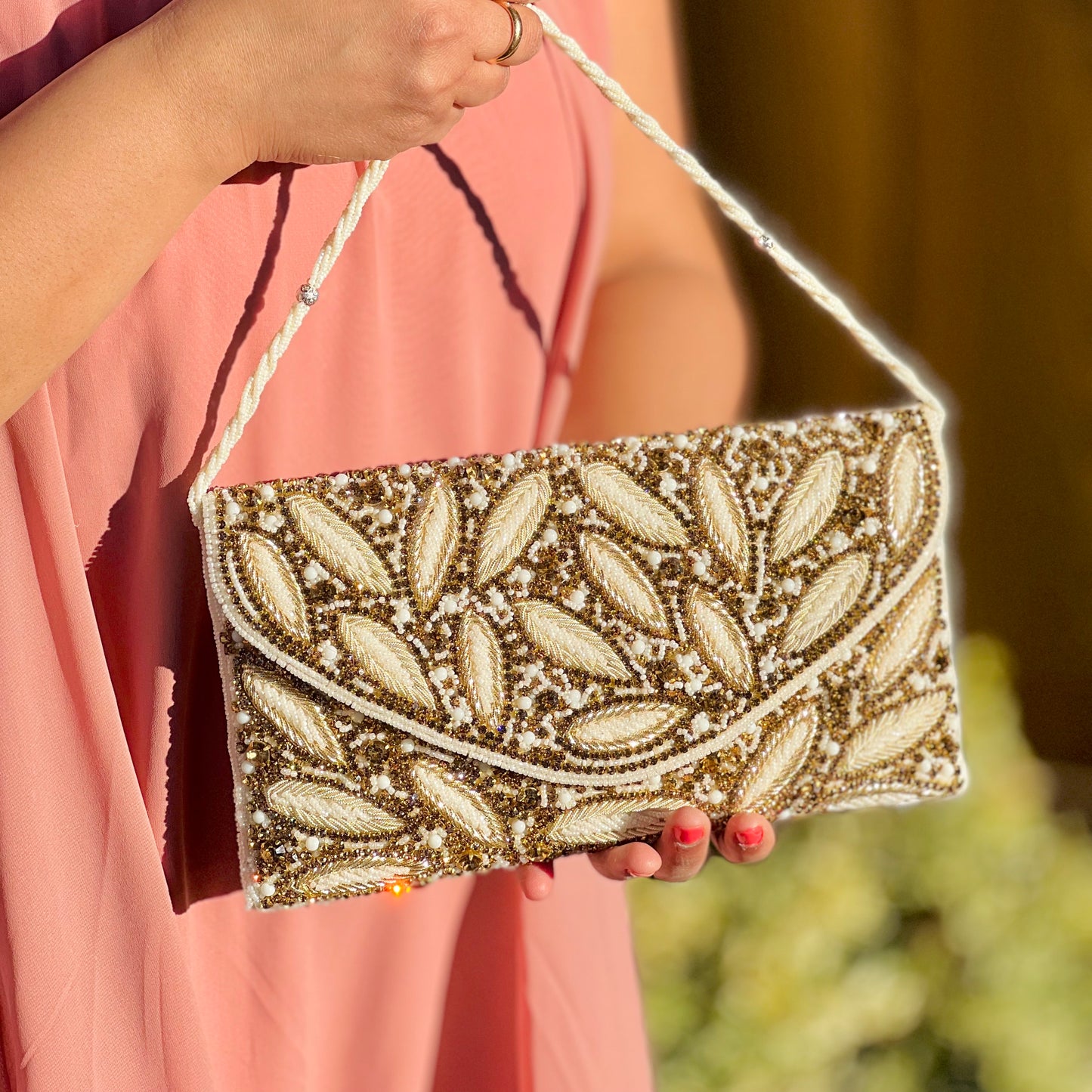 Gold Leaf Motif Clutch