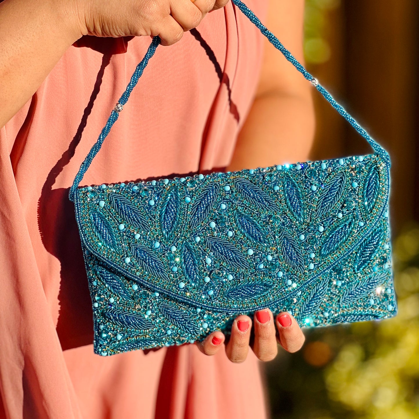 Blue Leaf Motif Clutch