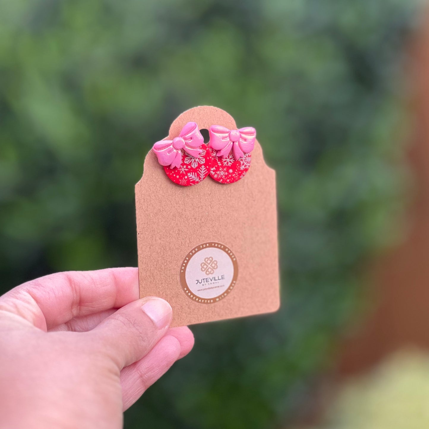 Pink bow Ornament Earring