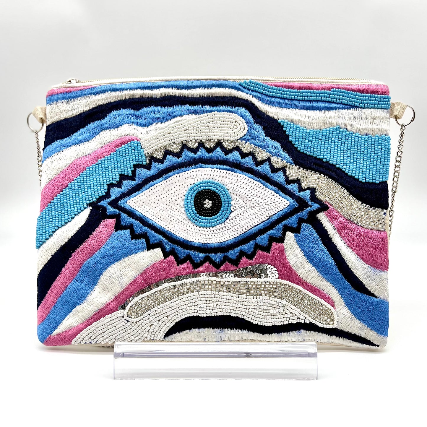 Satin-stitch Evil Eye Sling bag