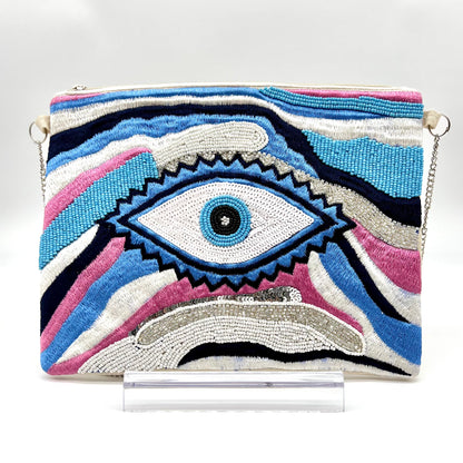 Satin-stitch Evil Eye Sling bag