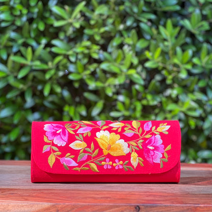 Embroidered clutch