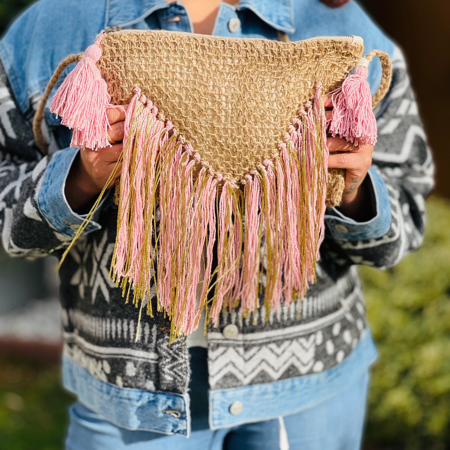 Crochet Jute Sling Bag